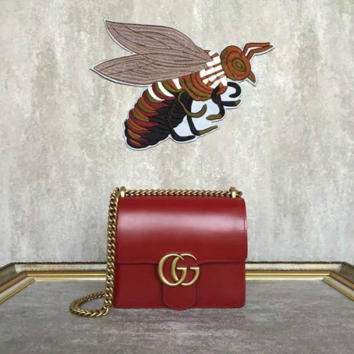 Gucci GG Original Marmont Leder Umhängetasche 431384A Rot