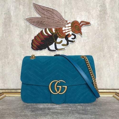 Gucci GG Wildleder Umhängetasche 443496 Blau