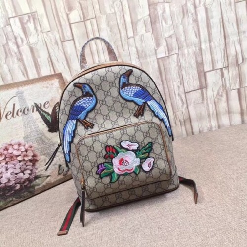 Gucci GG Supreme Rucksack Blume und Vogel 427042 braun