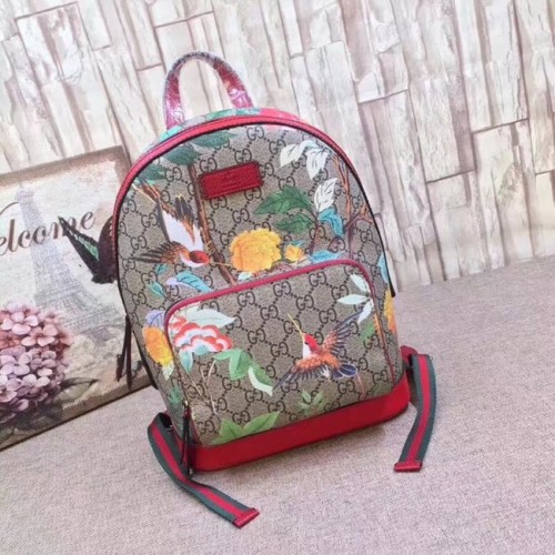 Gucci GG Supreme Rucksack Blume und Vogel 427042 rot