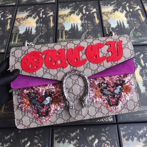 Gucci GG Supreme Canvas Dionysus kleine Umhängetasche 400249 lila