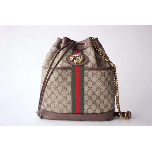 Gucci GG Supreme Canvas Rajah mittlere Beuteltasche 553961 Braun