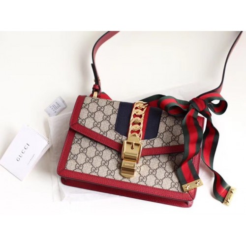 Gucci GG Supreme Canvas Sylvie kleine Umhängetasche 421882 Rot