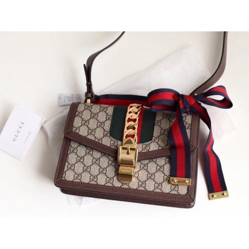 Gucci GG Supreme Canvas Sylvie kleine Umhängetasche 421882 braun