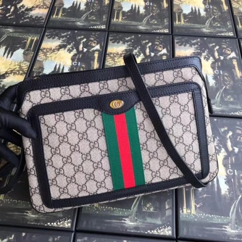 Gucci GG Supreme mittelgroße Umhängetasche 523354 schwarz