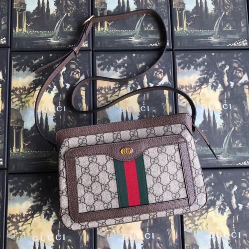 Gucci GG Supreme kleine Umhängetasche 523354 braun