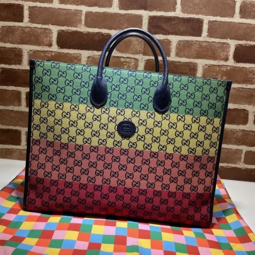 Gucci GG Einkaufstasche 659980 Grün&Gelb&RotPulver