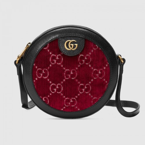 Gucci Runde Schultertasche aus GG-Samt 574978