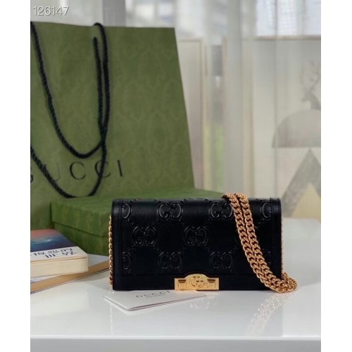 Gucci GG Geldbörse mit Kette 676155 schwarz