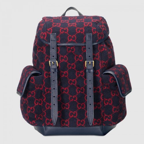 Gucci Kleiner Rucksack aus GG-Wolle 598184 blau