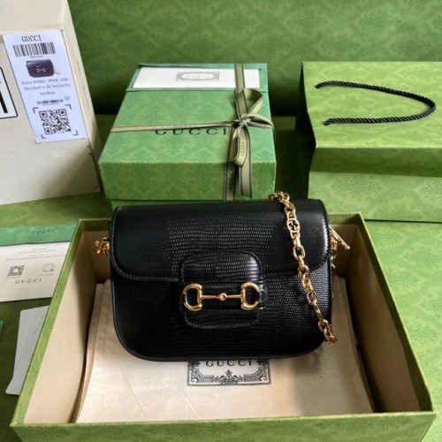 Gucci Horsebit 1955 Eidechse Minitasche 675801 schwarz
