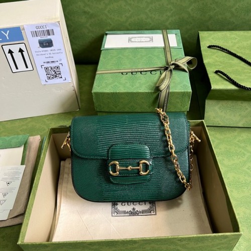 Gucci Horsebit 1955 Eidechse Minitasche 675801 grün