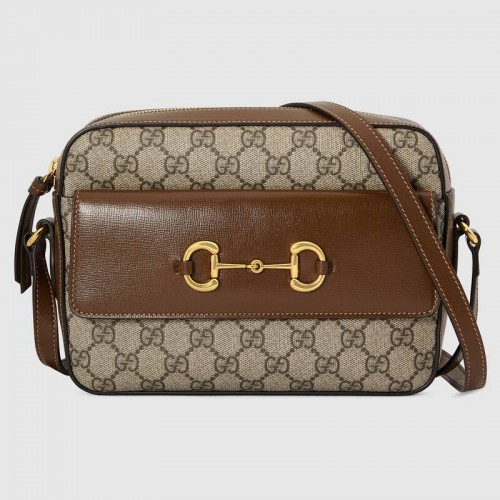 Gucci Horsebit 1955 kleine Umhängetasche aus GG Supreme Canvas 645454 braun