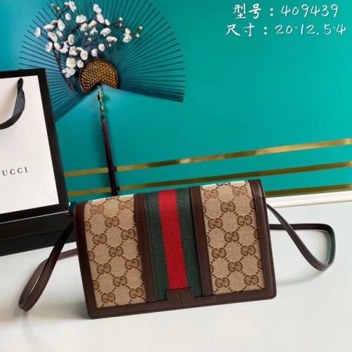 Gucci Horsebit 1955 Geldbörse mit Kette 409439 braun