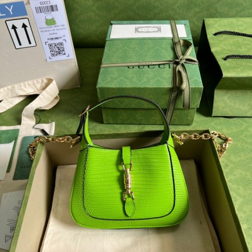 Gucci Jackie 1961 Eidechsen-Minitasche 675799 Fluoreszierendes Grün