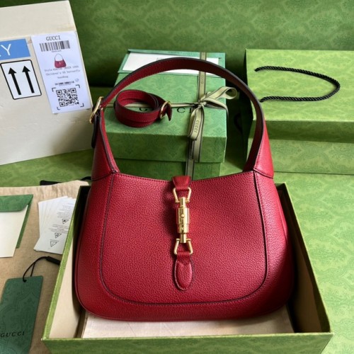 Gucci Jackie 1961 Mini-Hobo-Tasche aus natürlich genarbtem Leder 637091 rot
