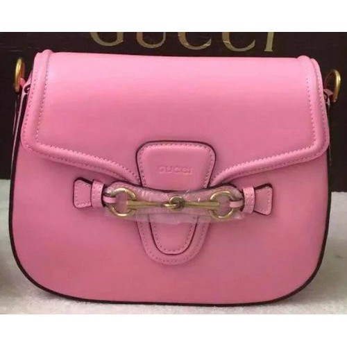 Gucci Lady Web Schultertasche aus handgefärbtem Leder 380573 Pink