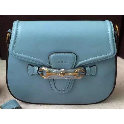 Gucci Lady Web Schultertasche aus handgefärbtem Leder 380573 Himmelblau