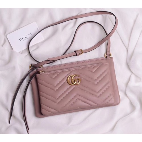 Gucci Kleine Schultertasche aus laminiertem Leder 453878 Rosa