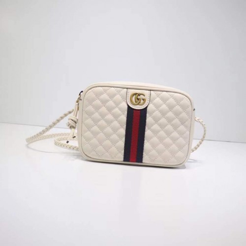 Gucci Kleine Schultertasche aus laminiertem Leder 51060 weiß