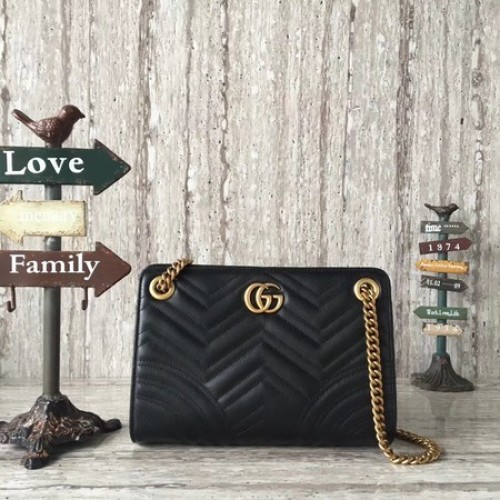 Gucci Marmont Ophidia Schultertasche aus Kalbsleder 505033 Schwarz
