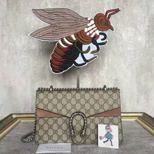Gucci Medium Dionysus GG Canvas Umhängetasche 400249 Kamel