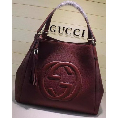 Gucci Medium Soho Umhängetasche Kalbsleder 282309 Burgund