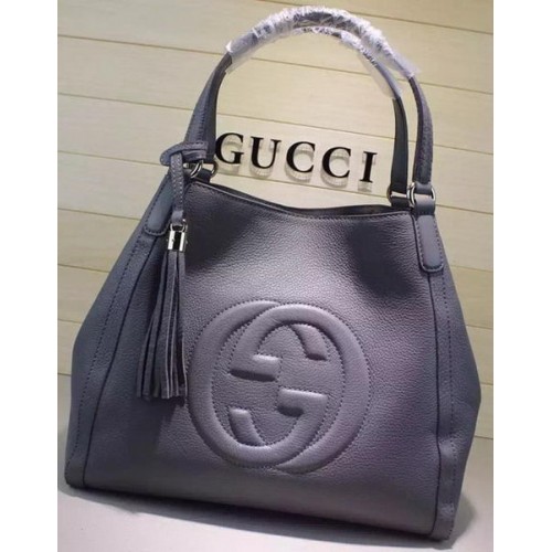 Gucci Medium Soho Umhängetasche Kalbsleder 282309 Grau