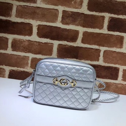 Gucci Mini laminierte Ledertasche 534950 Silber