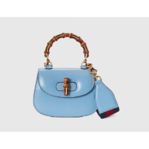 Gucci Mini Top Handle Tasche mit Bambus 686864 Blau