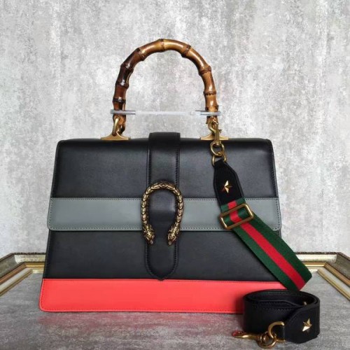 Gucci Now Bamboo Shopper Bag 421999A Schwarz&Grau&Rot