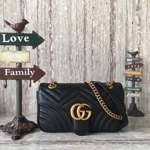 Gucci Now GG Marmont Matelasse Umhängetasche 443496 Schwarz
