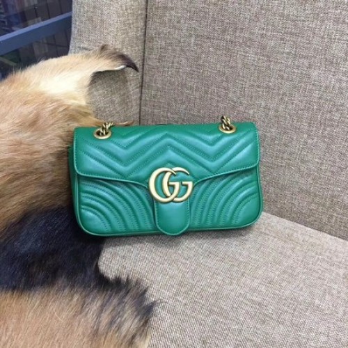 Gucci Now GG Marmont Matelasse Umhängetasche 443496 Grün