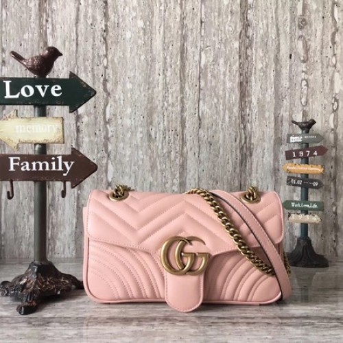 Gucci Now GG Marmont Matelasse Umhängetasche 443496 Rosa