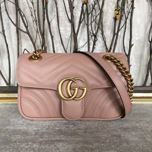 Gucci Now GG Marmont Mini-Umhängetasche 446744 Hellrosa