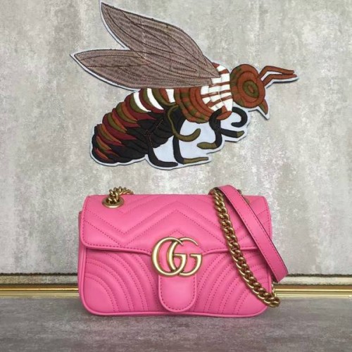 Gucci Now GG Marmont Mini-Umhängetasche 446744 Rosa