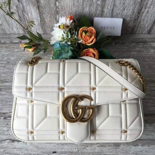Gucci Now Marmont Mmatelasse Umhängetasche 443496 Weiß