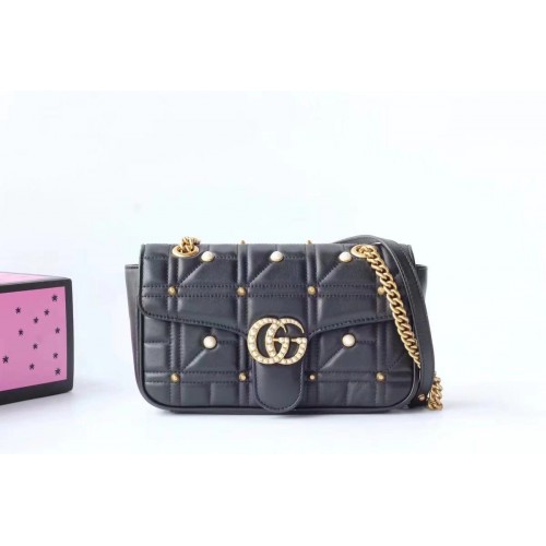 Gucci Now Marmont Mmatelasse Umhängetasche 443497 Schwarz