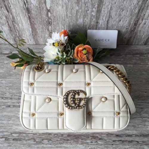 Gucci Now Marmont Mmatelasse Umhängetasche 443497 Weiß