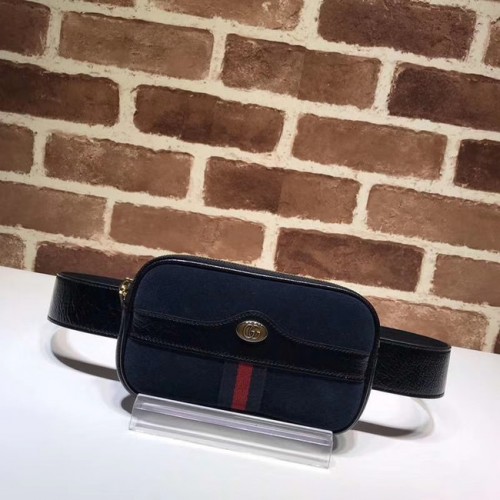 Gucci Gürteltasche aus Nubukleder 519308 Königsblau&Schwarz