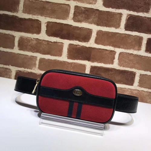 Gucci Gürteltasche aus Nubukleder 519308 rot&schwarz