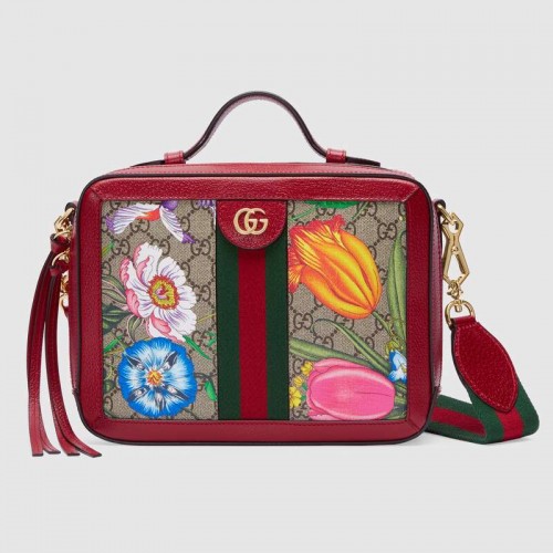 Gucci Ophidia GG Flora kleine Umhängetasche 550622 rot