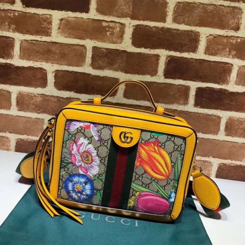 Gucci Ophidia GG Flora kleine Umhängetasche 550622 gelb
