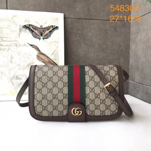 Gucci Ophidia GG Supreme kleine Umhängetasche 548304 braun