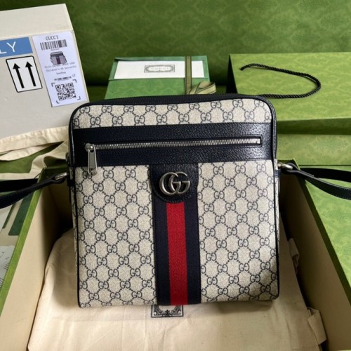 Gucci Ophidia GG mittelgroße Umhängetasche 547934 blau