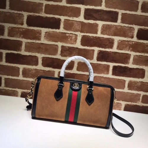 Gucci Ophidia mittelgroße Henkeltasche 524532 Braunes Wildleder