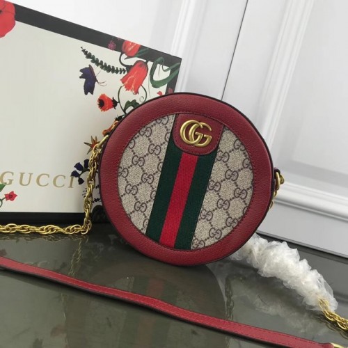Gucci Ophidia Mini GG runde Umhängetasche 171285 rot