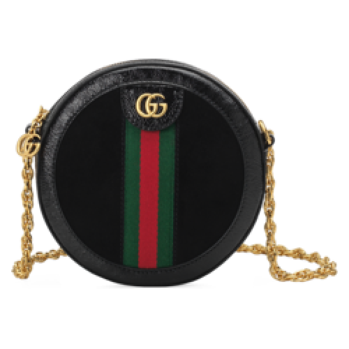 Gucci Ophidia kleine runde Umhängetasche 550618 Schwarzes Wildleder