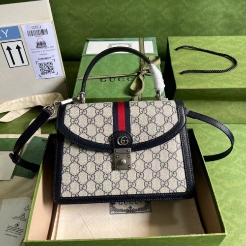 Gucci Ophidia kleine Henkeltasche oben mit Web 651055 blau