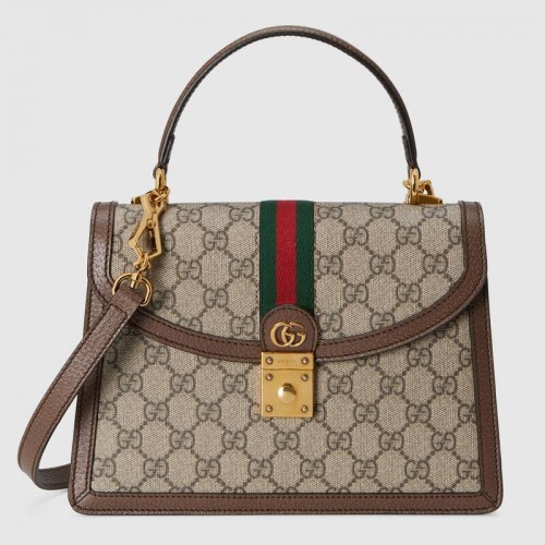 Gucci Ophidia kleine Henkeltasche oben mit Web 651055 braun